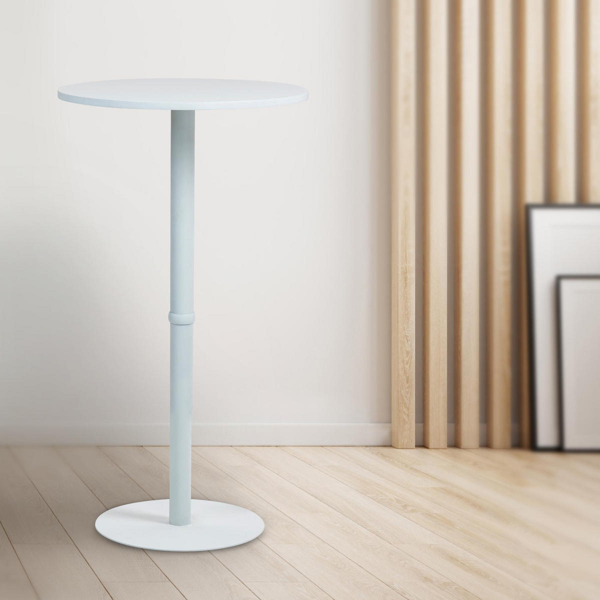 STEHTISCH rund 60 cm Holz weiß/weiß - Weiß, Holz/Metall (60/60/110cm) - CLP