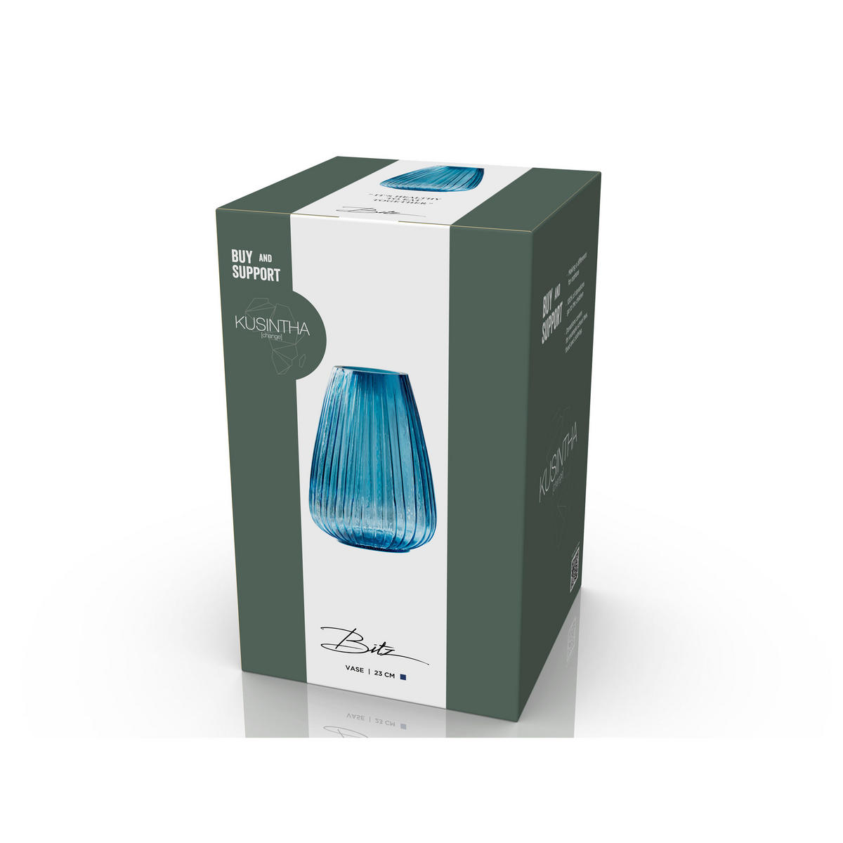 VASE Kusintha 22 cm Blau Glas - Blau, Keramik (23cm) - Bitz