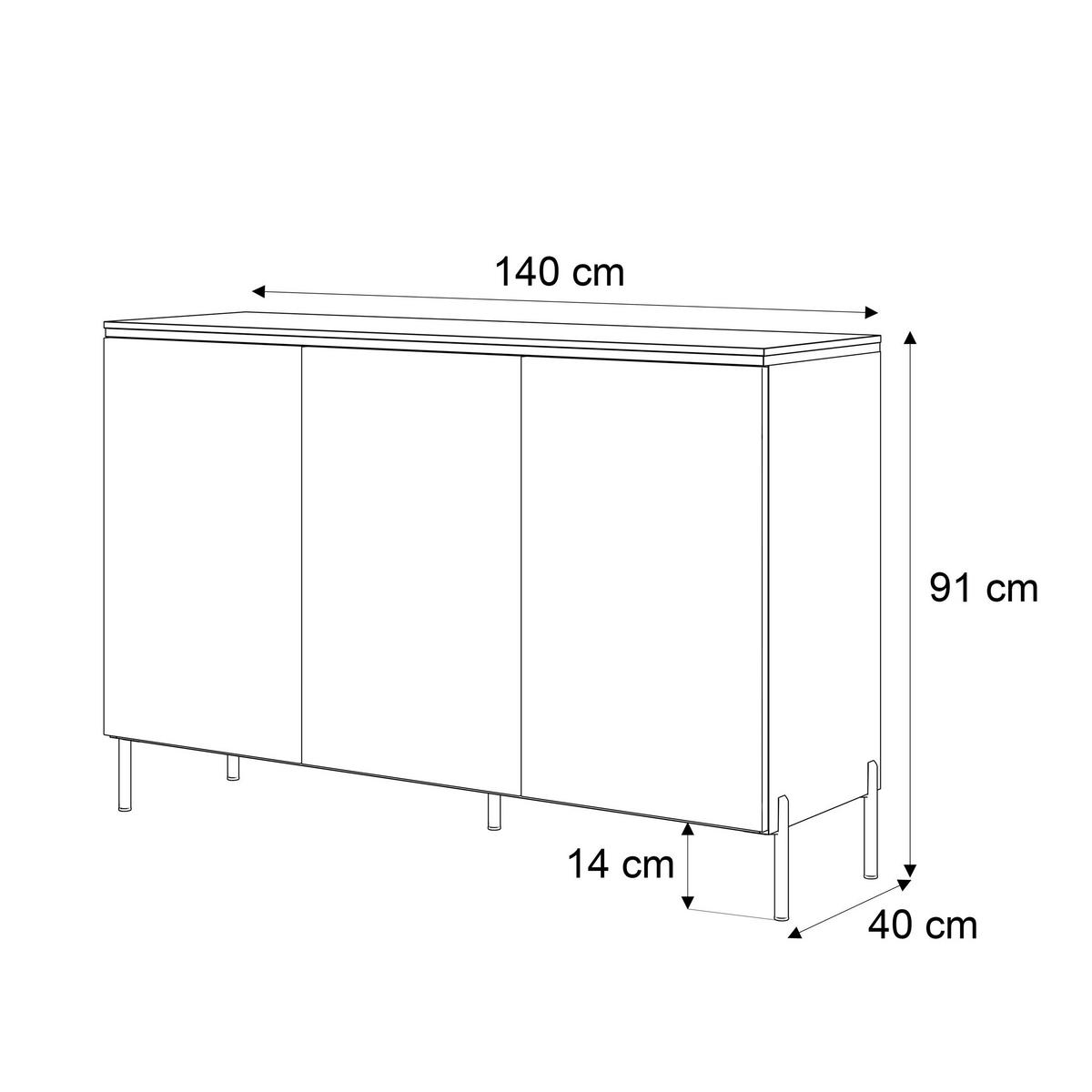 KOMMODE AURORA 3D Kaschmir mit gerade Goldchrom Fuße - Kaschmir/Goldfarben, Holzwerkstoff/Metall (140/91/40cm) - Lookway
