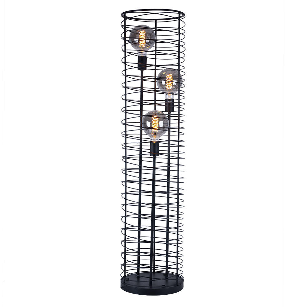 LED STEHLEUCHTE Metall Schwarz Gitteroptik - Schwarz, Metall (30/30/129cm) - Globo Lighting