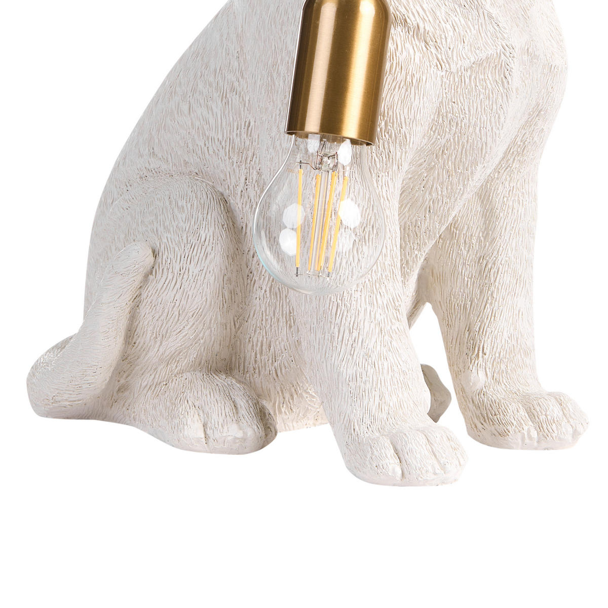 TISCHLAMPE Hund Weiß Lucky - Messingfarben/Weiß, Kunststoff (23/28/41cm) - Beliani