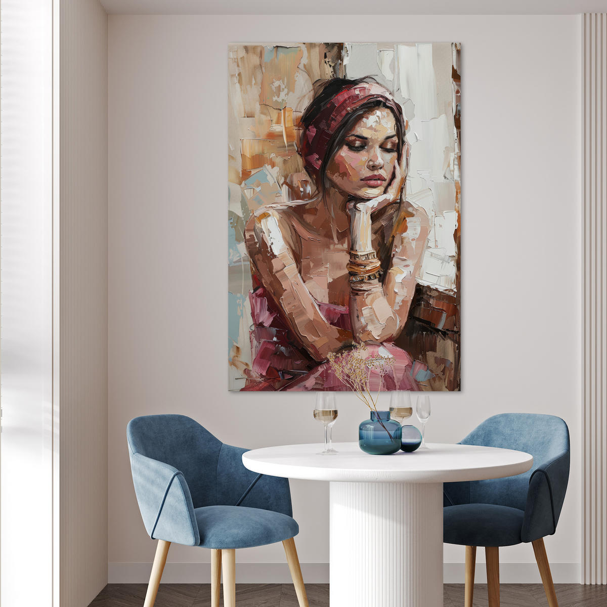 POSTER Frau - Lackierung - Porträt - Modern 80x120 cm - Altrosa, Papier (80/120/0.1cm) - MuchoWow