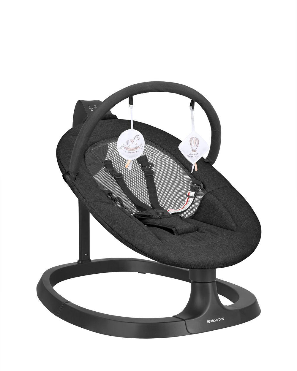 BABYWIPPE Zazu schwarz Kinderstuhl-Funktion, 3 Bewegungsrichtungen, 5-Punkt-Gurt, Timer - Schwarz, Metall - Kikka boo