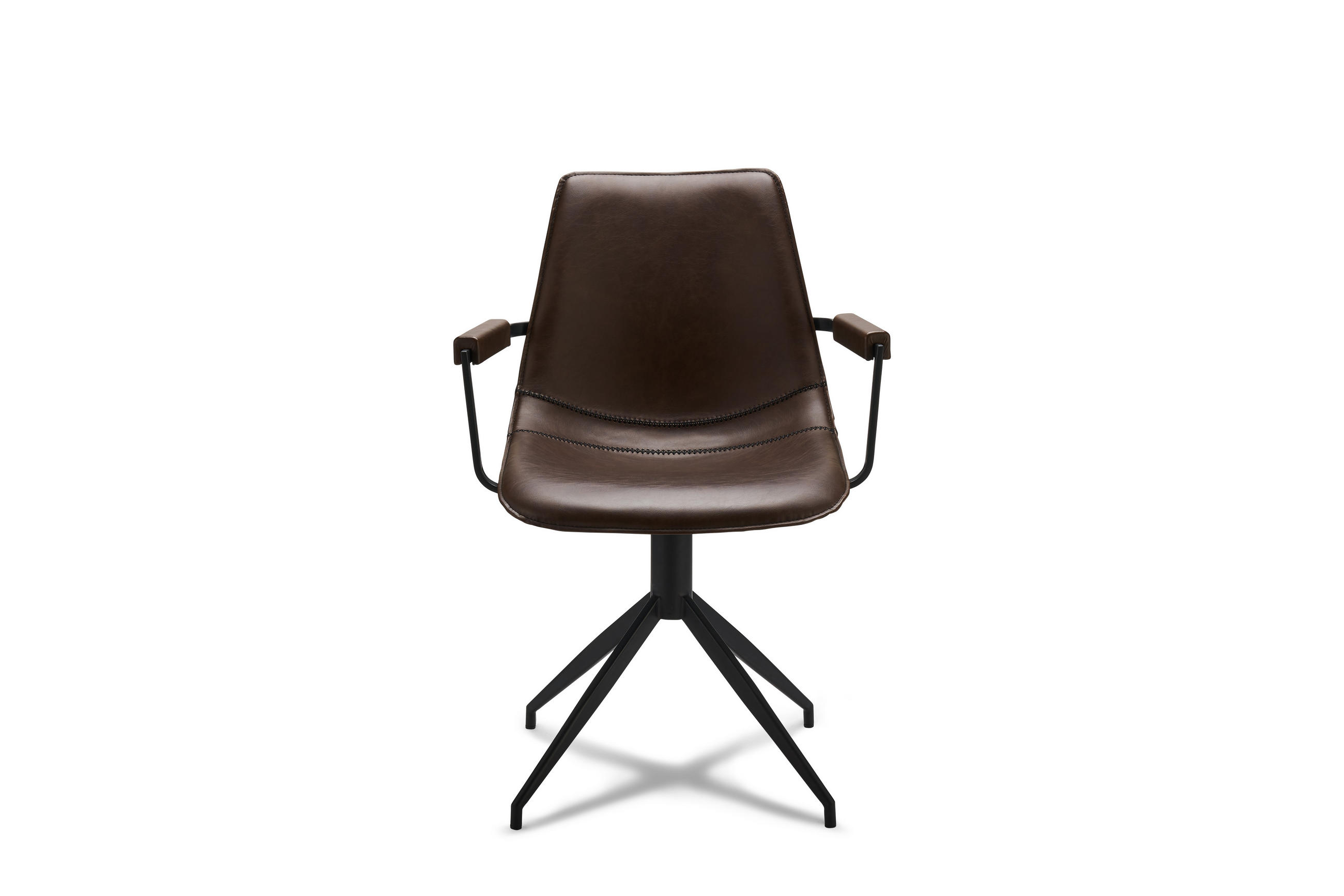 ARMLEHNSTUHL 2er-Set dunkelbraun - Schwarz/Braun, Leder/Textil (59/85/57cm) - ebuy24