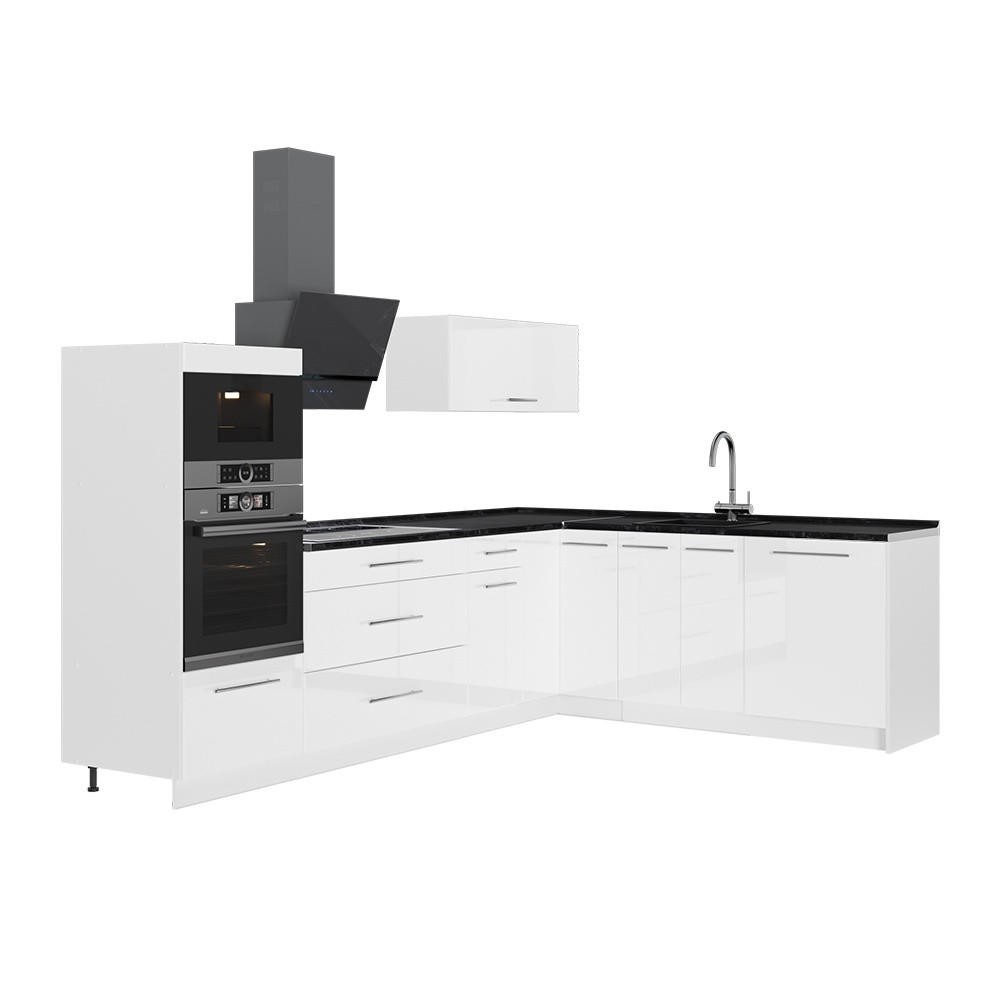 ECKKÜCHE Fame-Line, Weiß Hochglanz/Weiß, 287 x 207 cm, AP Anthrazit - Weiß Hochglanz/Weiß, Holzwerkstoff (287/153.6/60cm) - Vicco