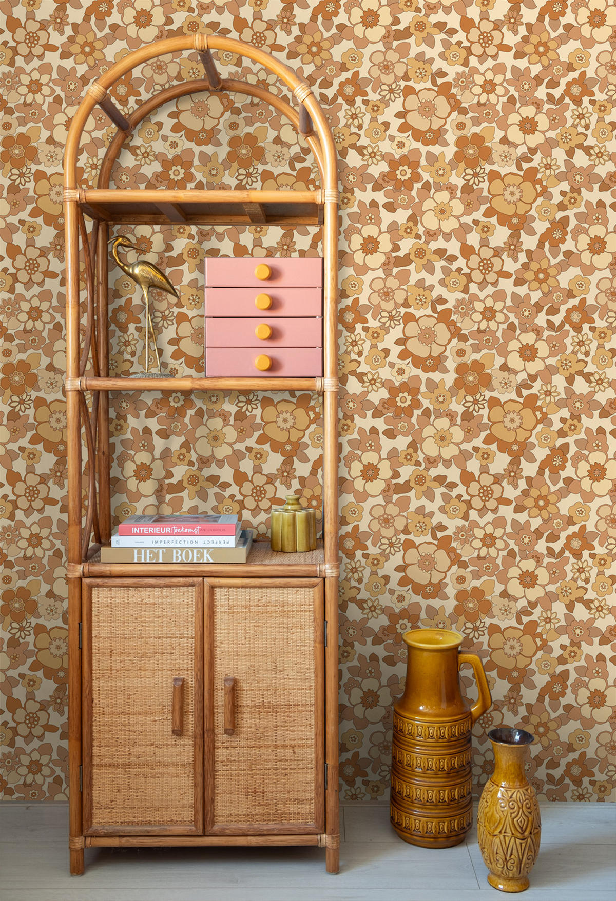 TAPETE Retro Blumen 50 x 900 cm - Gelb, Papier (50/900cm) - ESTAhome