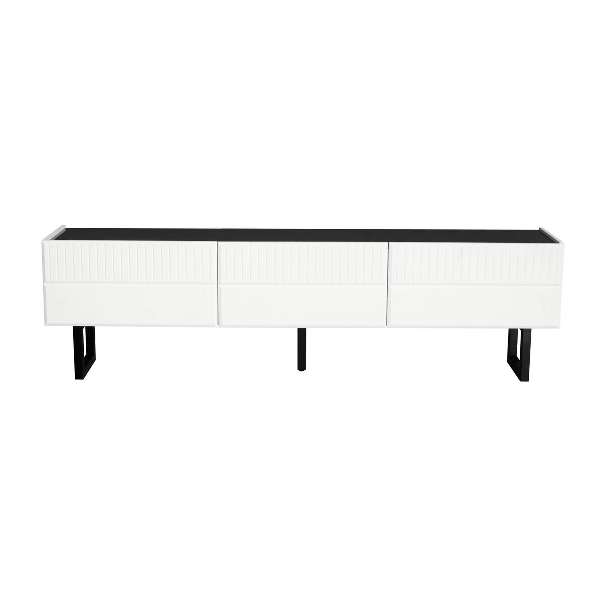 LOWBOARD Wohnzimmermöbel-Set 170/35/47 cm und 110/50,5/41 cm aus MDF und Holzwerkstoff mit Stauraum Schwarz/Weiß - Schwarz, Holzwerkstoff (170/47/35cm) - Modenvie