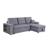 ECKSOFA mit schlaffunktion glasgow grau 4-sitzer stoff - Grau, Holz (233/113cm) - Concept Usine
