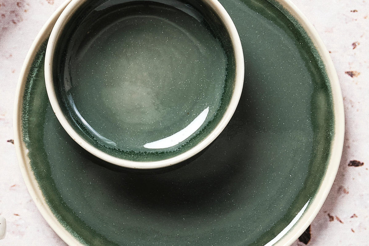 KOMPLETT-SERVICE Oxygen - 42er-Set - Graugrün - Grün, Keramik (1/1/1cm) - Björn