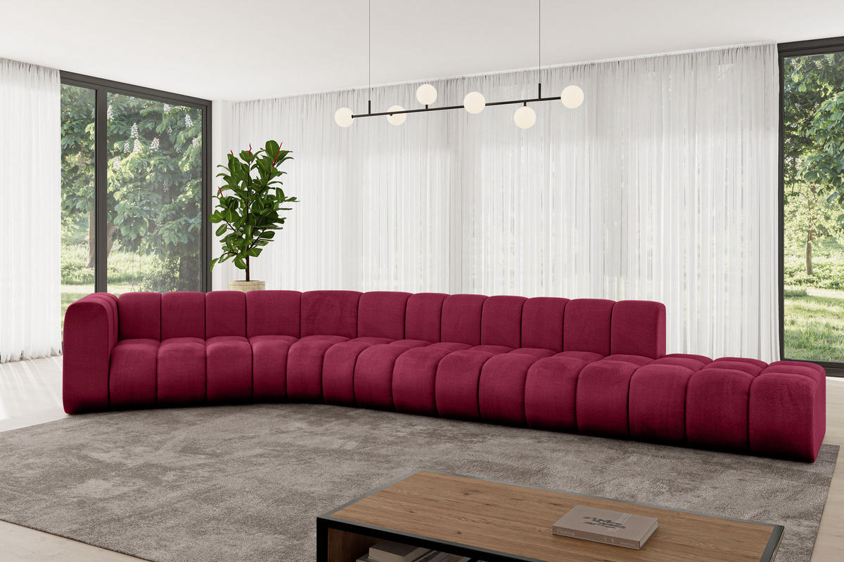 ECKSOFA modulares Sofa Tilmo-L2 - 490x194x70 cm Bordeauxrot - Bordeaux, Holzwerkstoff/Textil (490/194cm) - ALTDECOR