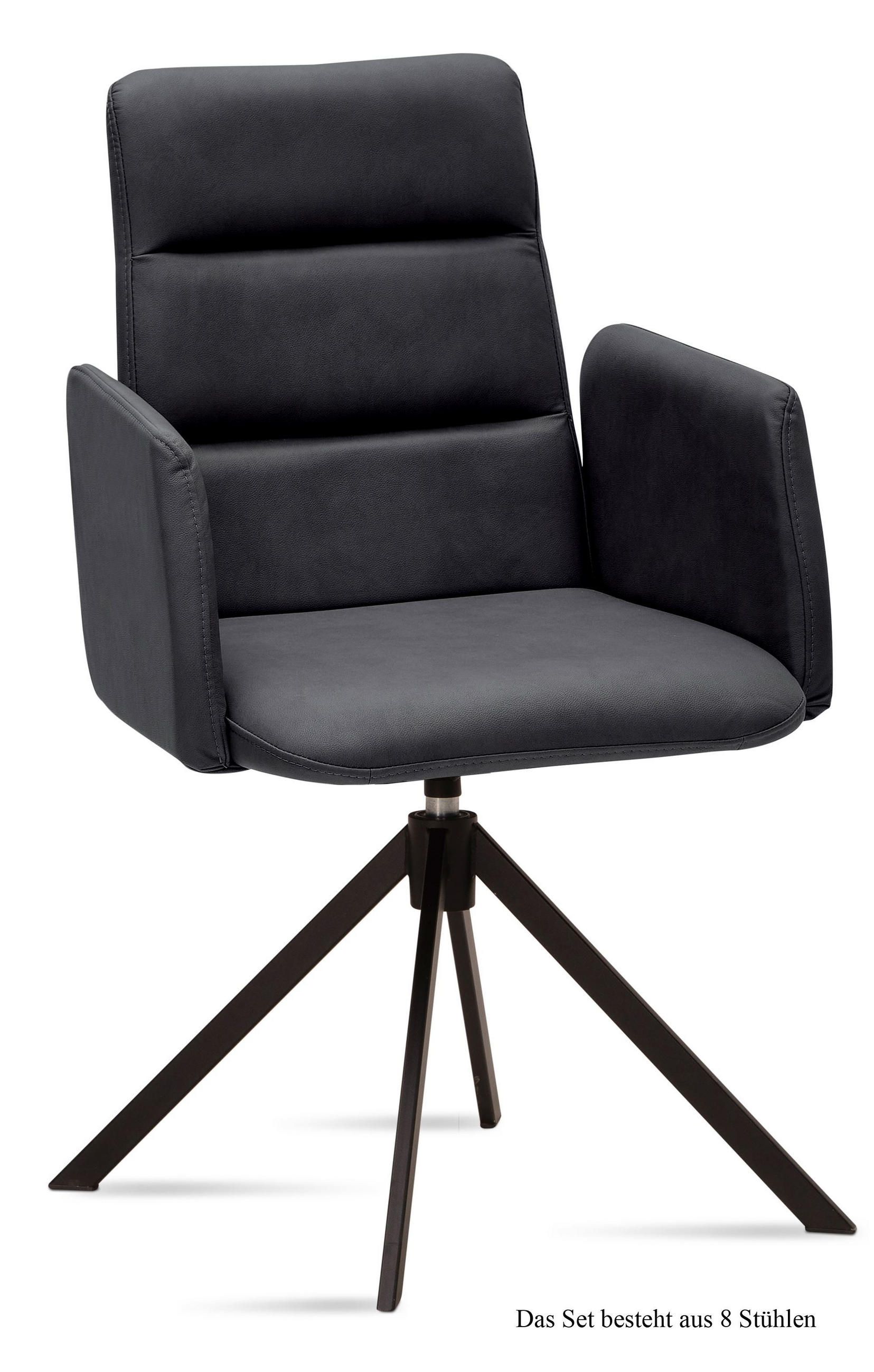 ARMLEHNSTUHL drehbar (8er-Set) Deidre 52x92x60 Schwarz/Anthrazit - Anthrazit/Schwarz, Kunststoff (60/92/52cm) - 58aufmkessel