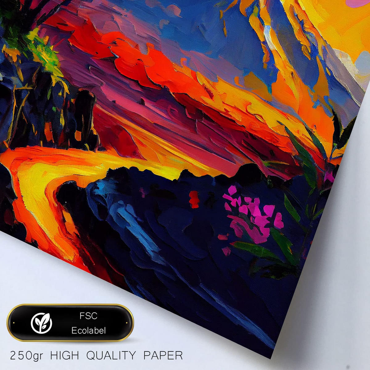 POSTER Set Mit 6 Wasser & Feuer Im Ölgemälde Stil A3 & A4 Weißer Rahmen - Weiß, Papier (29/3cm) - Nacnic