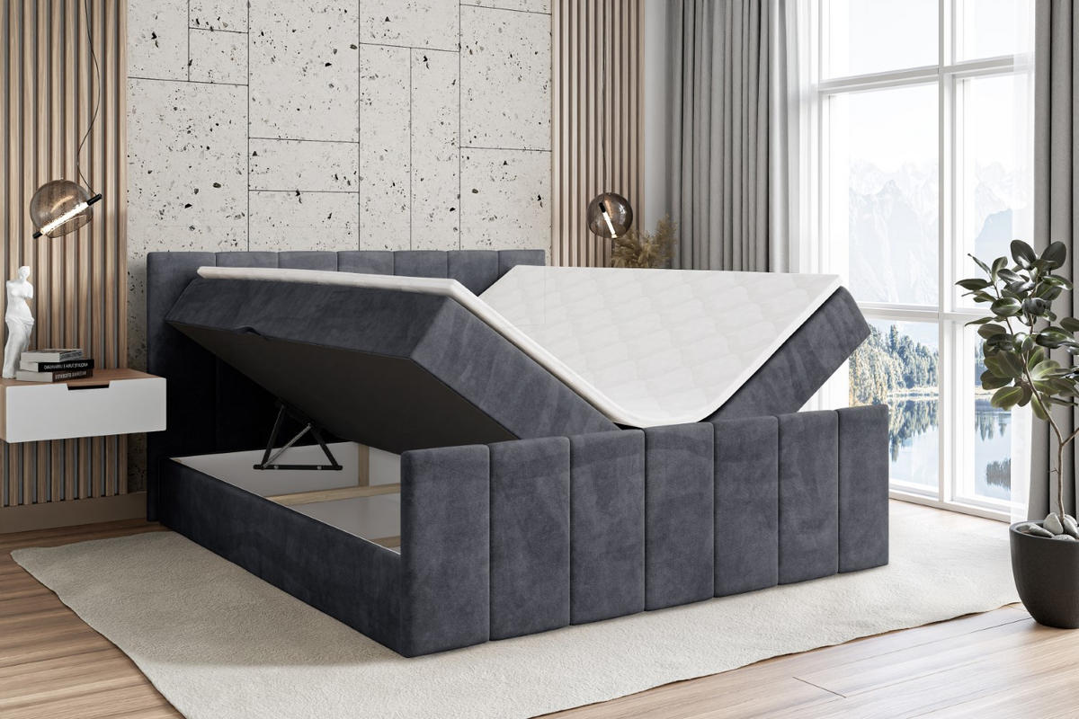 BOXBETT MOETI-Z - 160x200 cm - H4 - Dunkelgrau - Dunkelgrau, Holzwerkstoff (160/200cm) - ALTDECOR