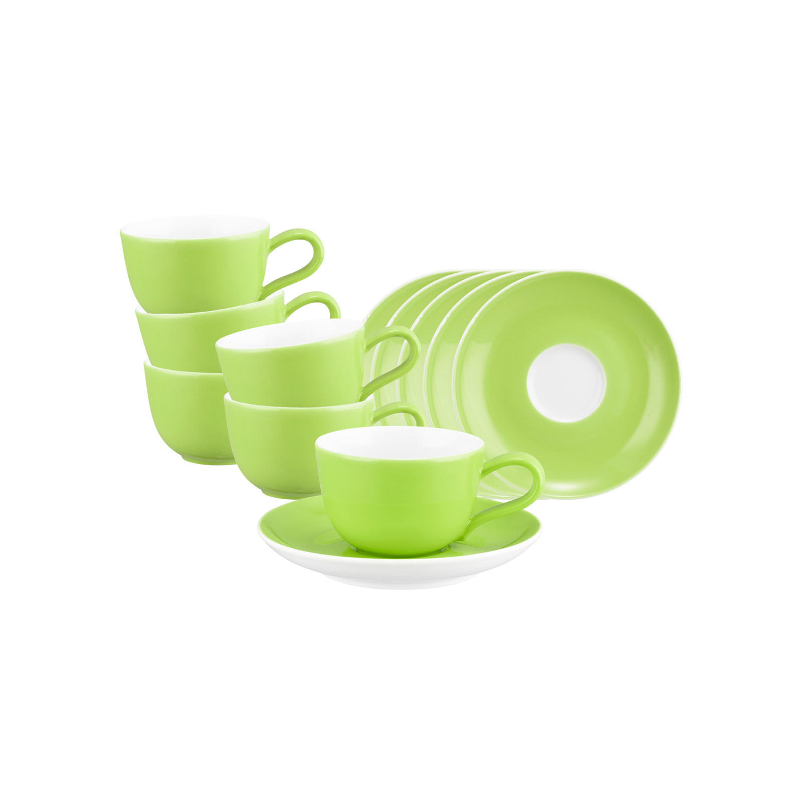 ESPRESSOTASSE MIT UNTERTASSE Liberty Pure Colors Lime Green 90 ml 6er Set - Grün, Keramik (12/6.6/12cm) - Seltmann Weiden