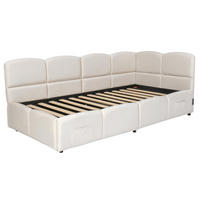 POLSTERBETT 90/200 cm in Beige aus Samt mit Stauraum und USB- und Type-C-Anschlüssen - Beige, Textil (90/200cm) - Flora Grace