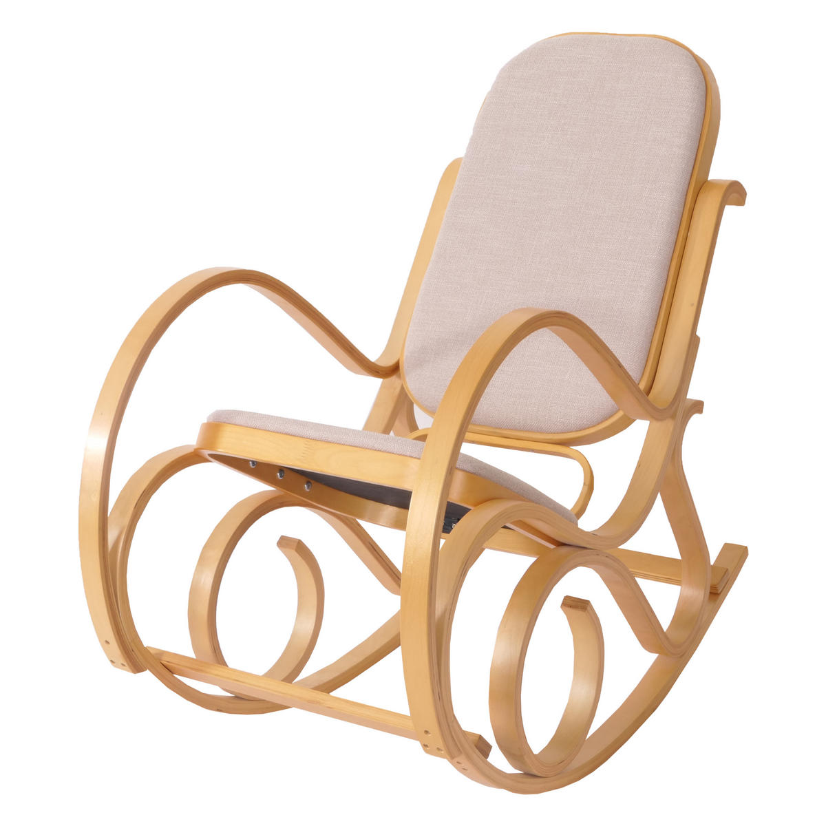 SCHAUKELSTUHL Eiche Dekor, Beige - Eichefarben/Beige, Holz (55/90/96cm) - MCW