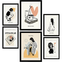 POSTER Set Mit 6 Schwarze Tinte Liebe Größe A3 & A4 Schwarzer Rahmen - Schwarz, Papier (29.7/1cm) - Nacnic