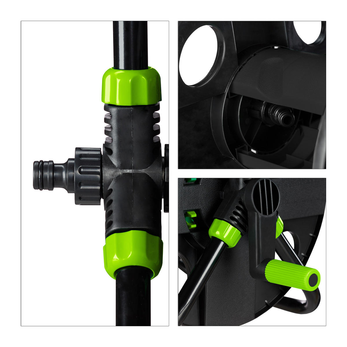 SCHLAUCHTROMMEL - Schwarz, Kunststoff/Metall (42/38/31cm) - Relaxdays