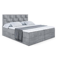 BOXBETT mit H4-Matratze und Lattenrost- ZAFIRA-BZ - 160x200 - Grau Samt - Grau, Holzwerkstoff (160/200cm) - ALTDECOR