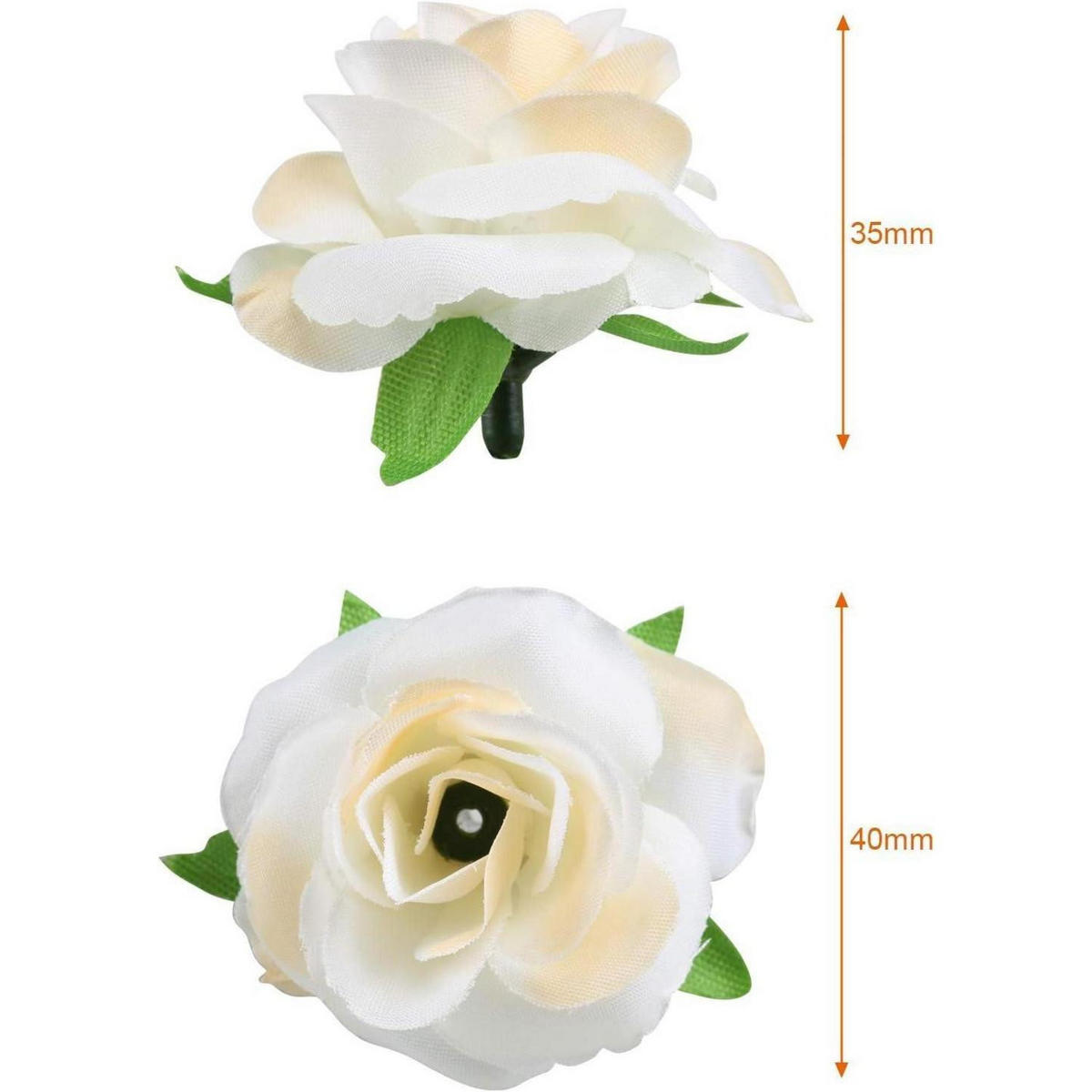 KUNSTBLUMEN Rosenköpfe 50 Stück Set Creme 4 cm - Creme, Textil (3.5cm)