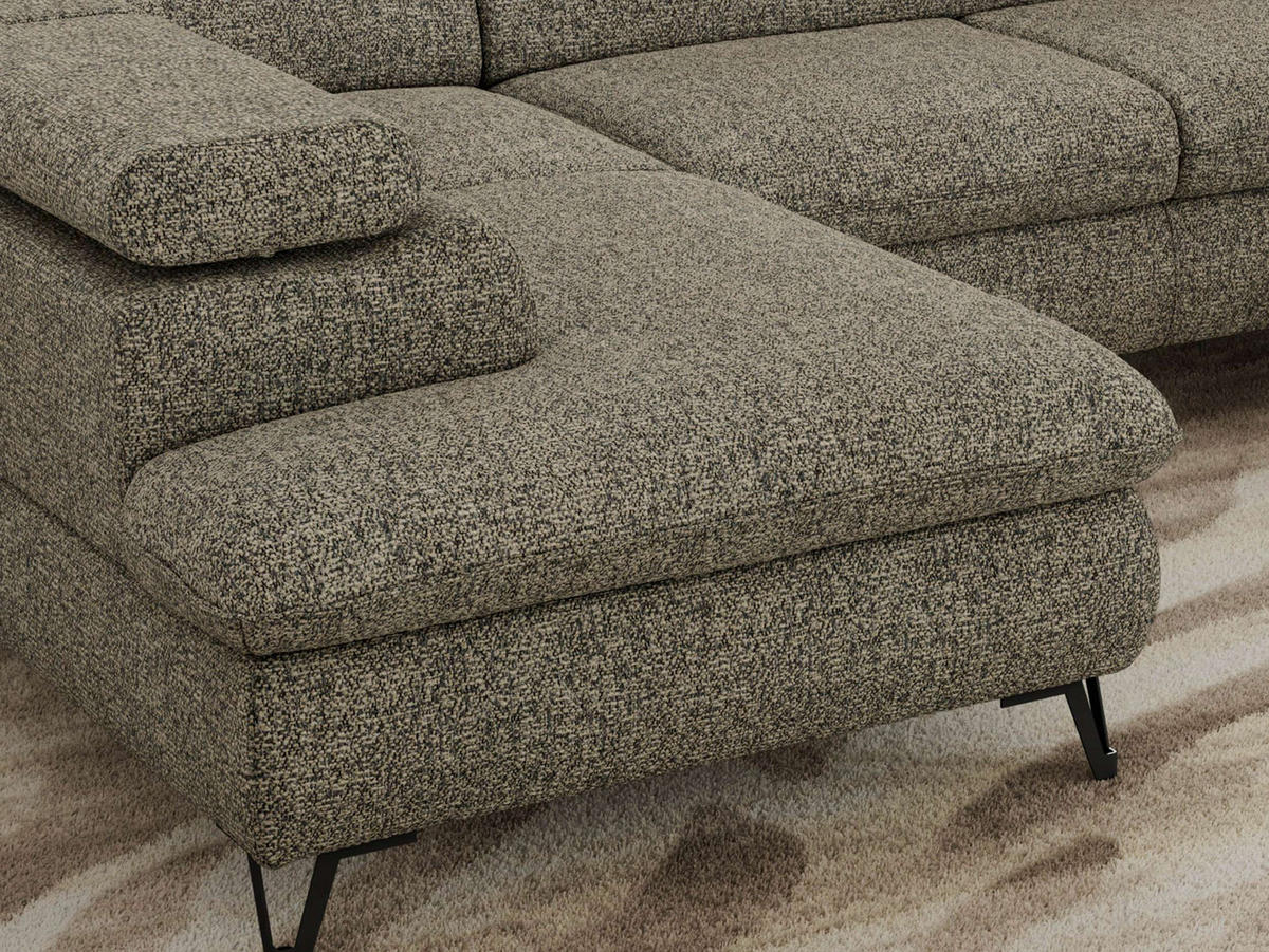 WOHNLANDSCHAFT PABLO U Strukture Grau - Schwarz/Grau, Textil/Metall (346/76/208cm) - MKS