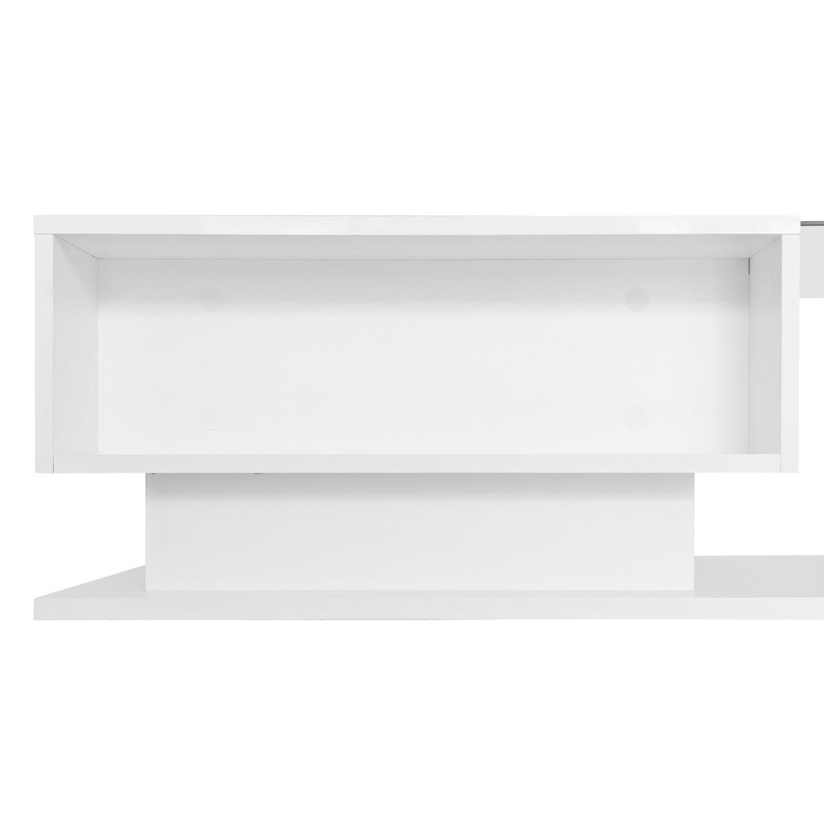 KONFERENČNÍ stolek z dřevotřísky, 100/50/32 cm bílý, s LED osvětlením a zásuvkou - bílá, kompozitní dřevo (100/50/32cm) - BEAOK
