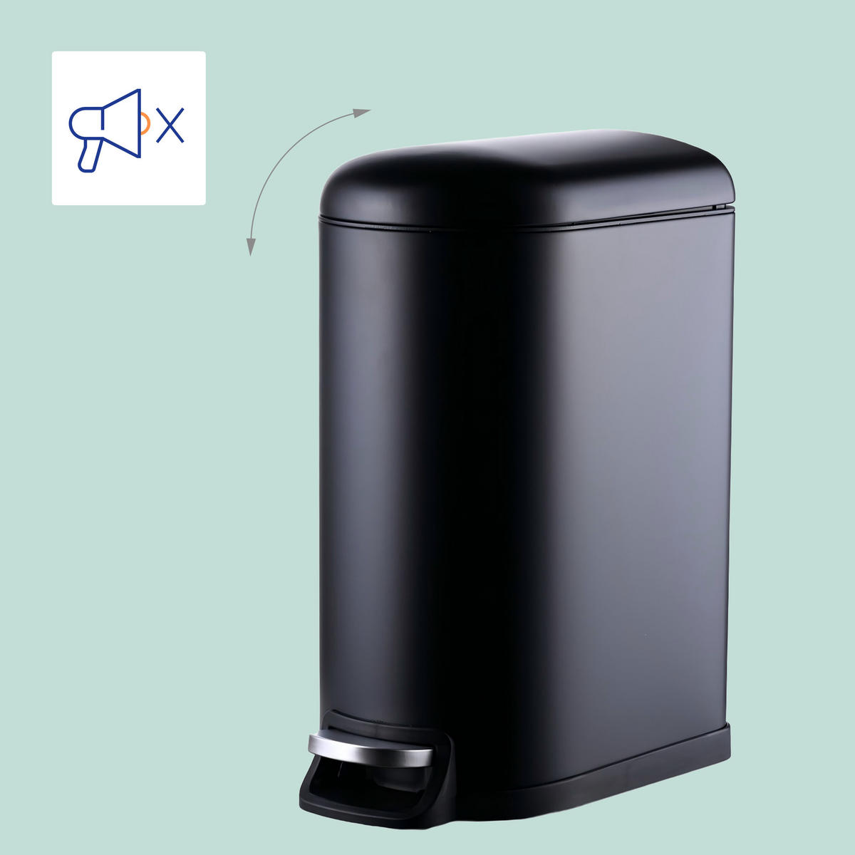 MÜLLEIMER - Schwarz, Kunststoff/Metall (18.5/39/39cm) - Relaxdays