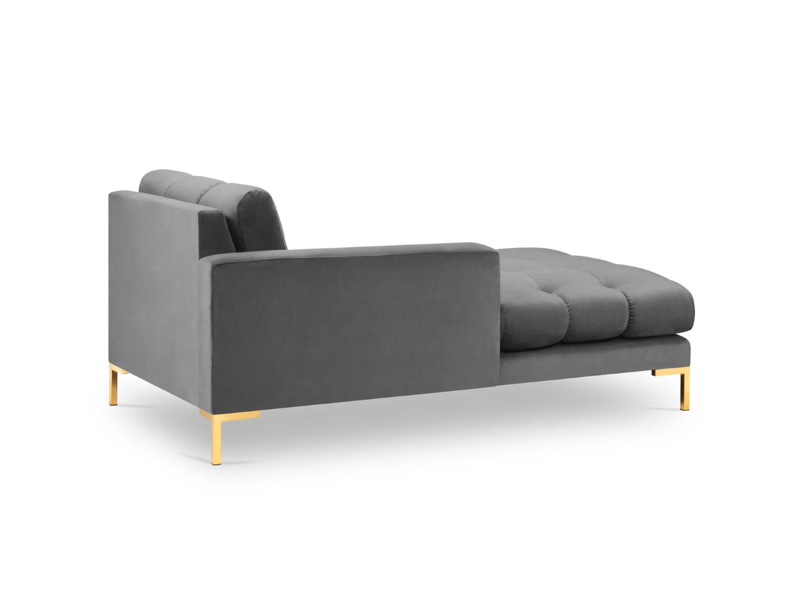 CHAISELONGUE links Mamaia aus Samt hellgrau - Hellgrau, Textil (102/75/185cm) - Micadoni