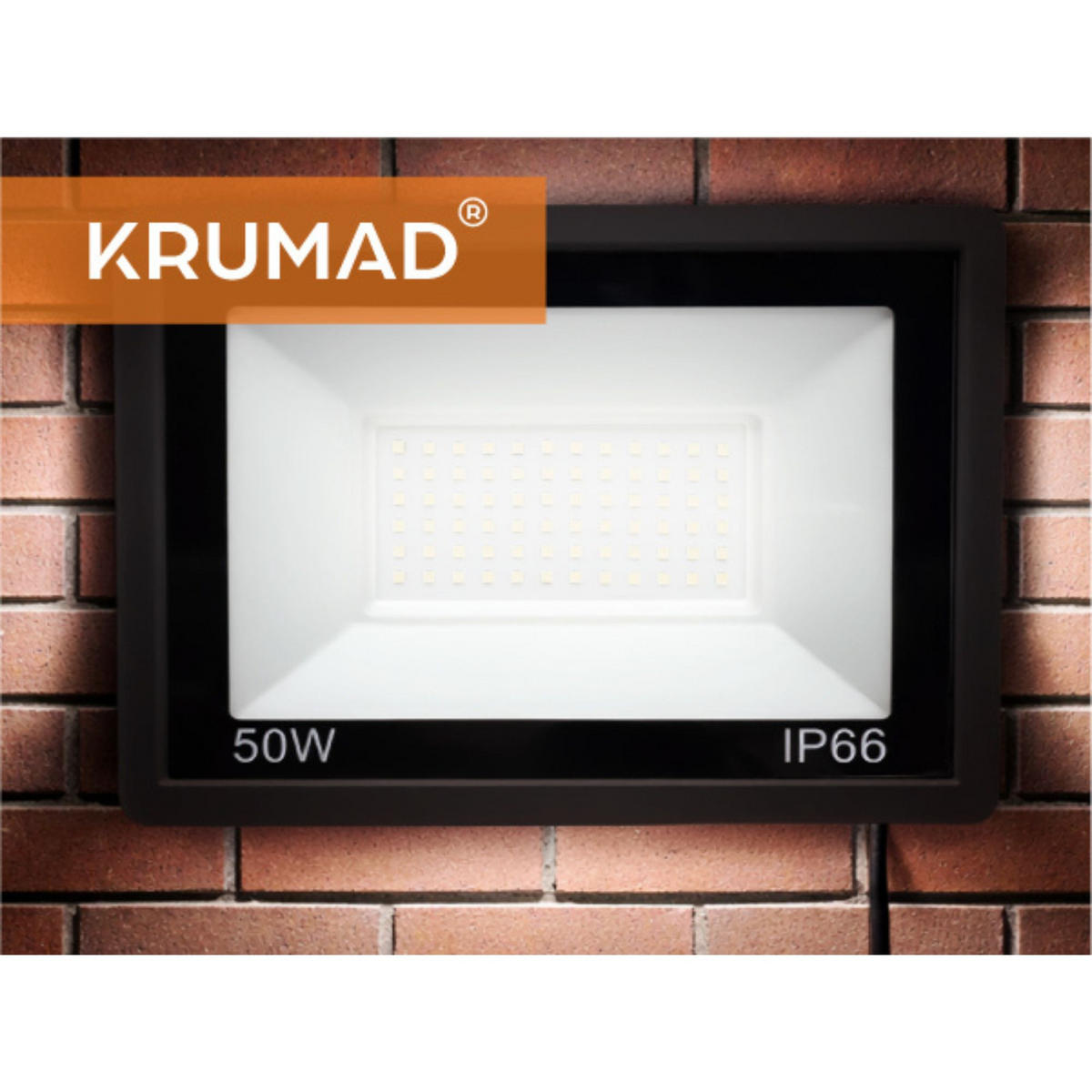 LED STRAHLER 50W, Aussenlampe mit Bewegungsmelder - Schwarz, Kunststoff (20.4/20.4/16cm) - KRUMAD