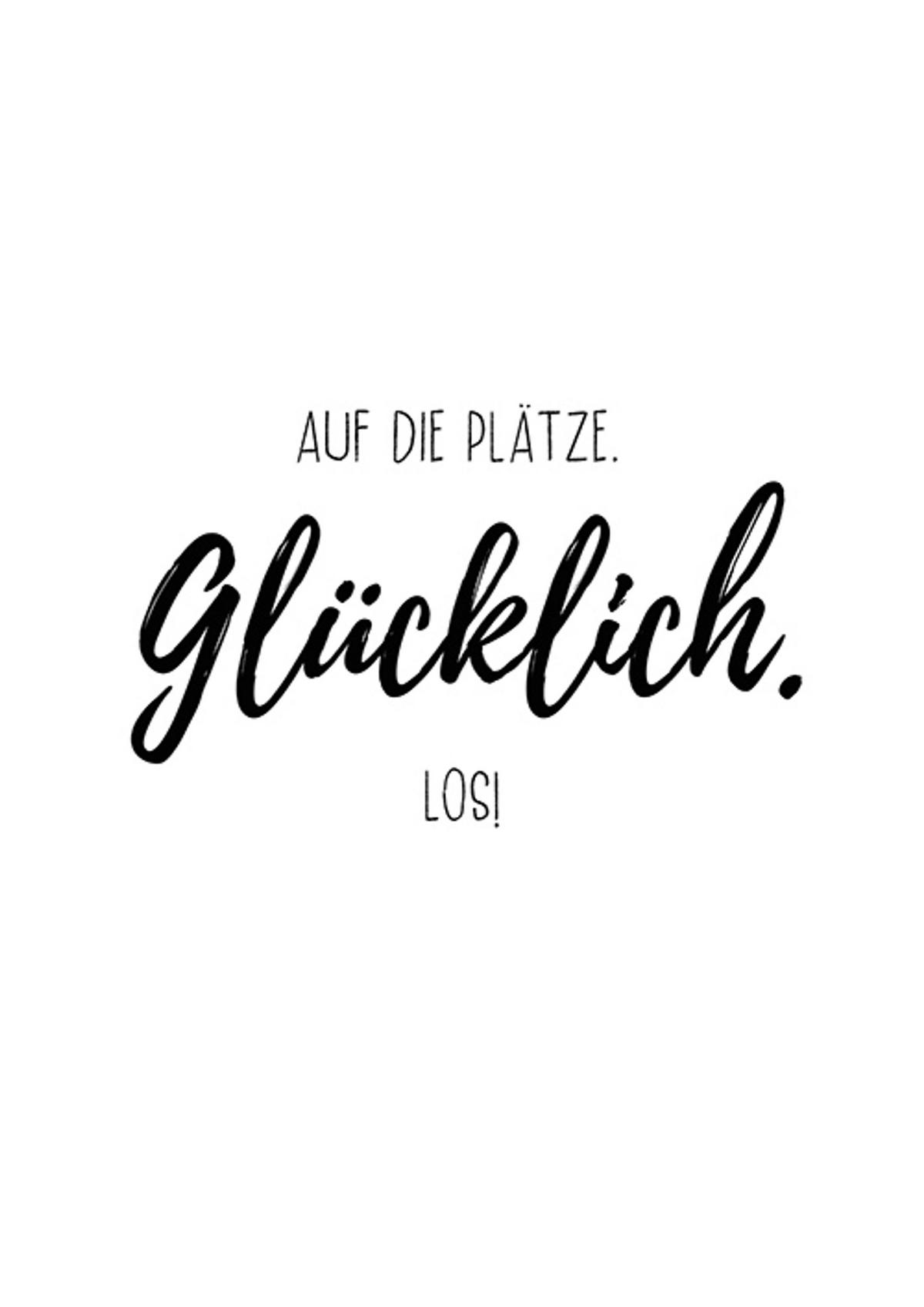 POSTER DIN A4 21x29,7 cm Spruch Glück schwarz weiß - Weiß, Papier (21/29.7/2cm) - artissimo
