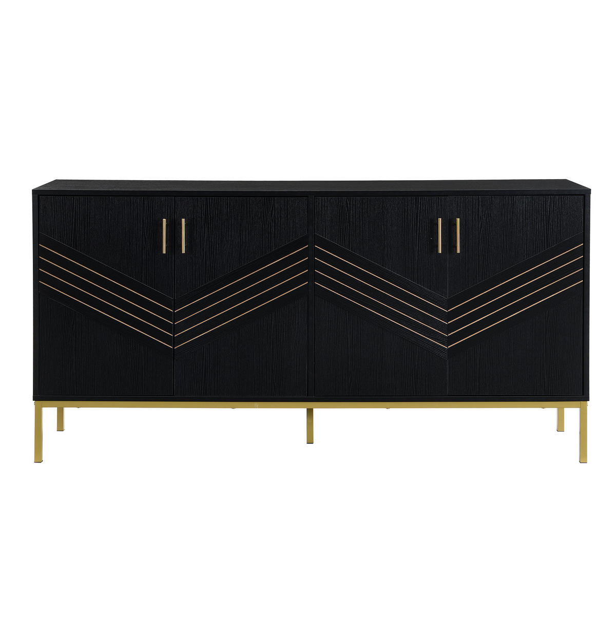 SIDEBOARD 160/40/80,5 cm in Schwarz mit 4 Türen und verstellbaren Einlegeböden - Schwarz, Holzwerkstoff (160/80.5/40cm) - Flora Grace