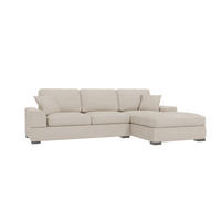 ECKSOFA Saga Beige Cord - Beige/Schwarz, Holz/Buchenholz (306/184cm) - S-Style Möbel