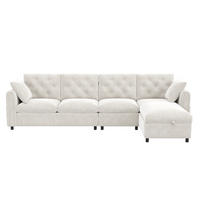 ECKSCHLAFSOFA Samt Beige mit Stauraum und Schlaffunktion - Grau, Holzwerkstoff/Kunststoff (281/132cm) - WISHDOR