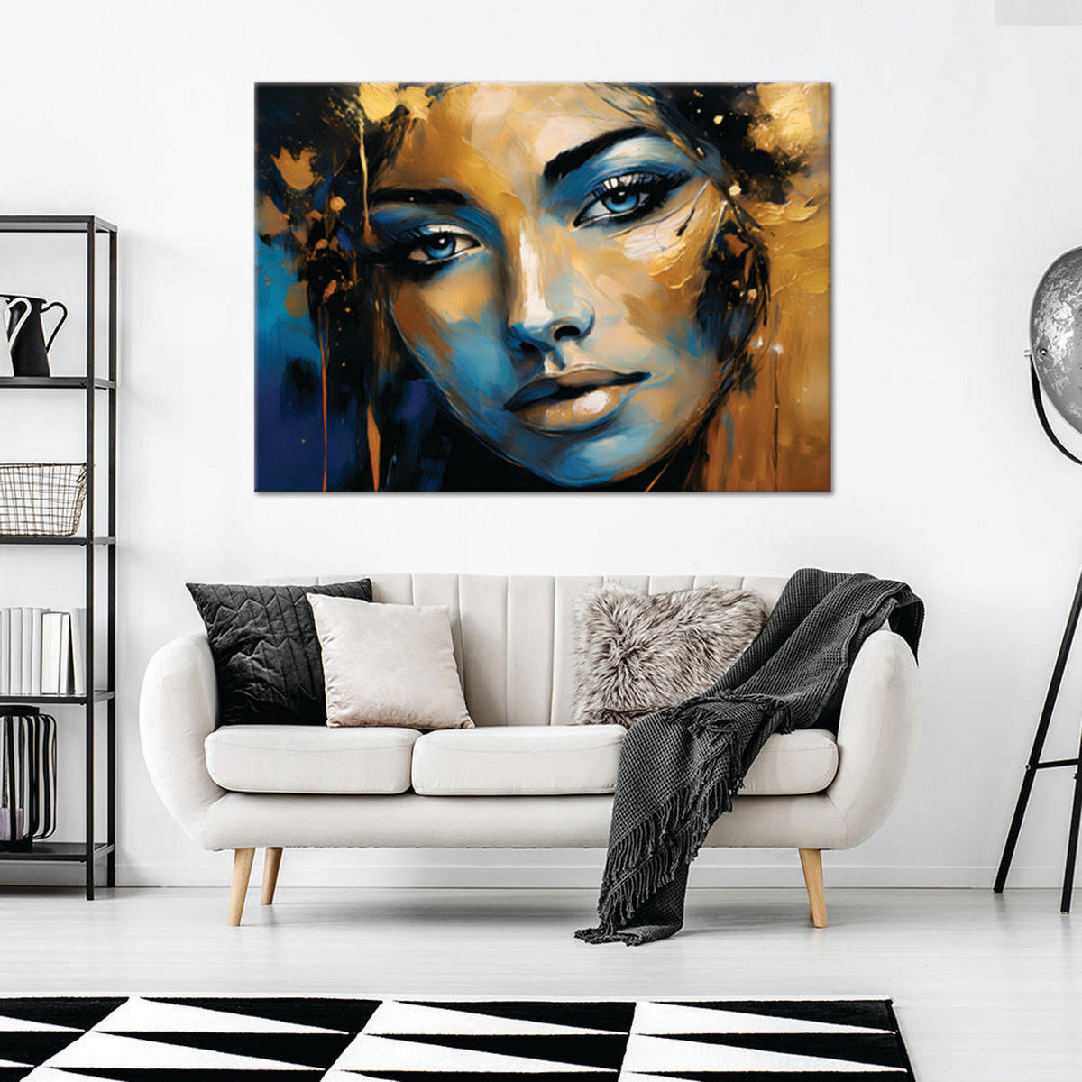 WANDBILD frau gold abstraktion - Goldfarben, Textil (60/40cm) - Feeby