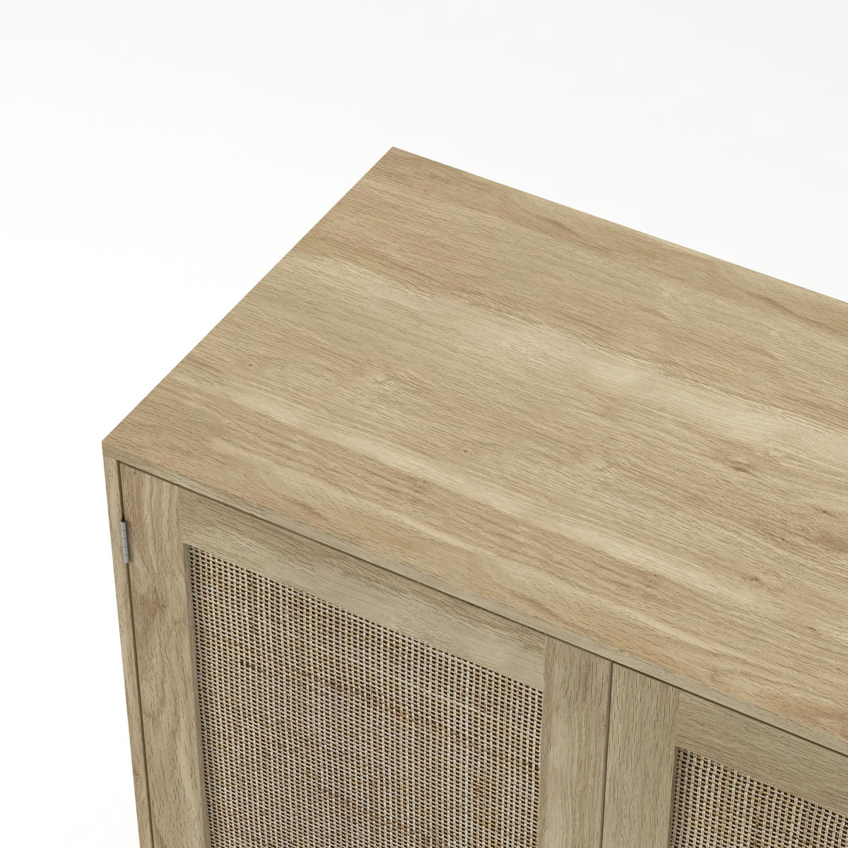 SIDEBOARD in Naturfarben mit zwei Rattan-Türen für Wohnzimmer, Esszimmer und Diele, B80/T40/H88 cm - Schwarz/Naturfarben, Holzwerkstoff (80/88/40cm) - STILVORA