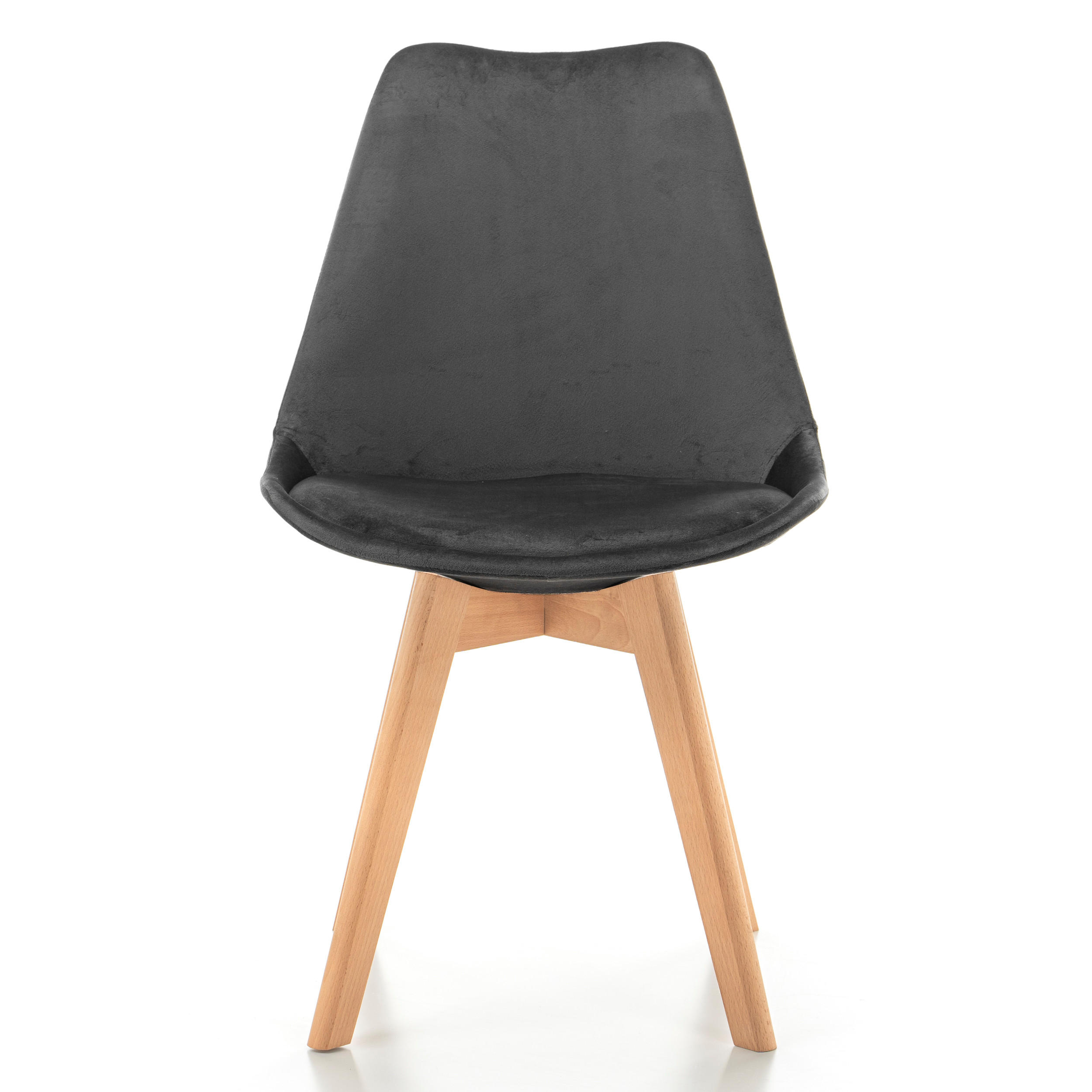 STUHL Dublin modern grau, Holzbeinen - Veloursstoff und Polsterschaum - Naturfarben/Grau, Holz/Textil (50/83/54cm) - NEW HOME