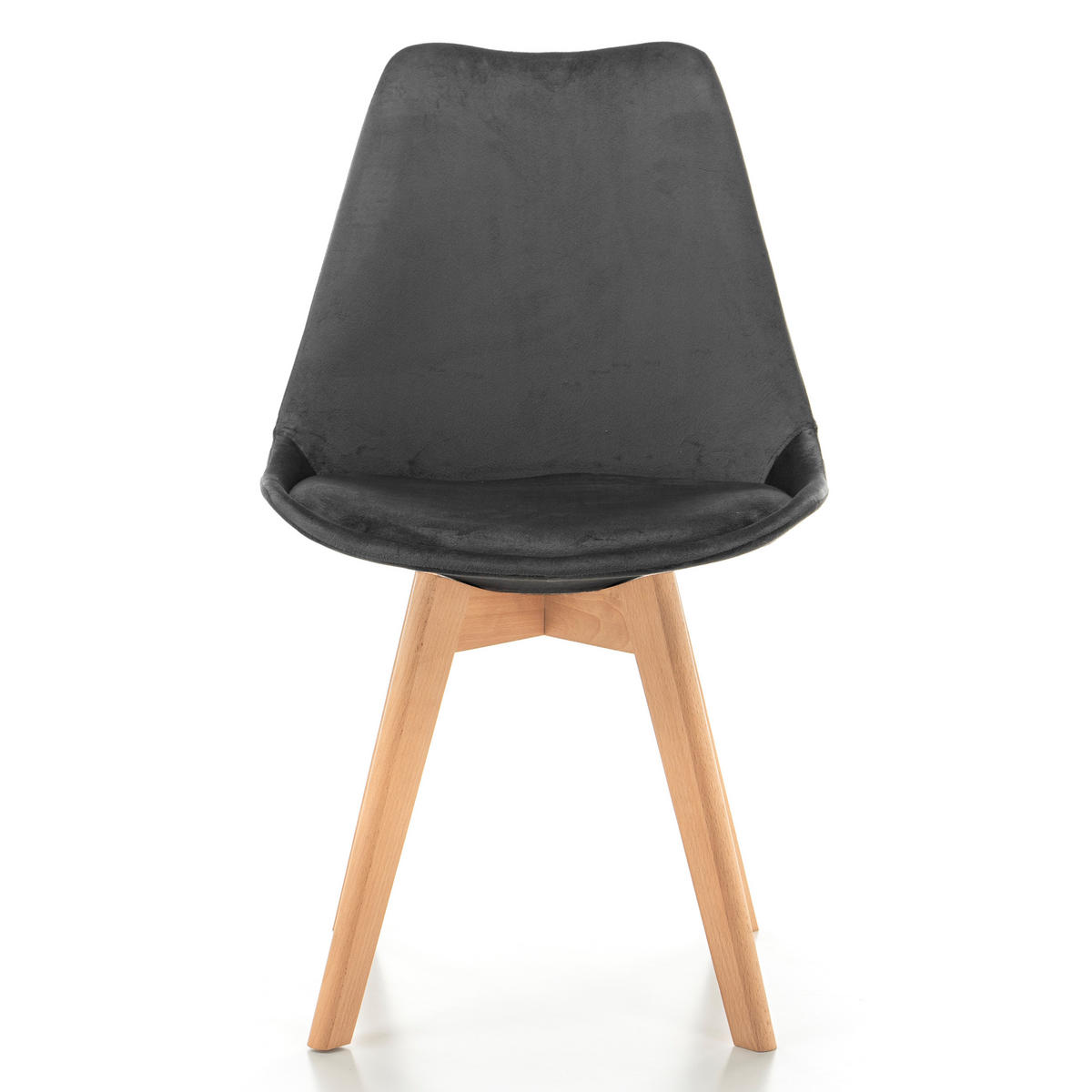 STUHL Dublin modern grau, Holzbeinen - Veloursstoff und Polsterschaum - Naturfarben/Grau, Holz/Textil (50/83/54cm) - NEW HOME