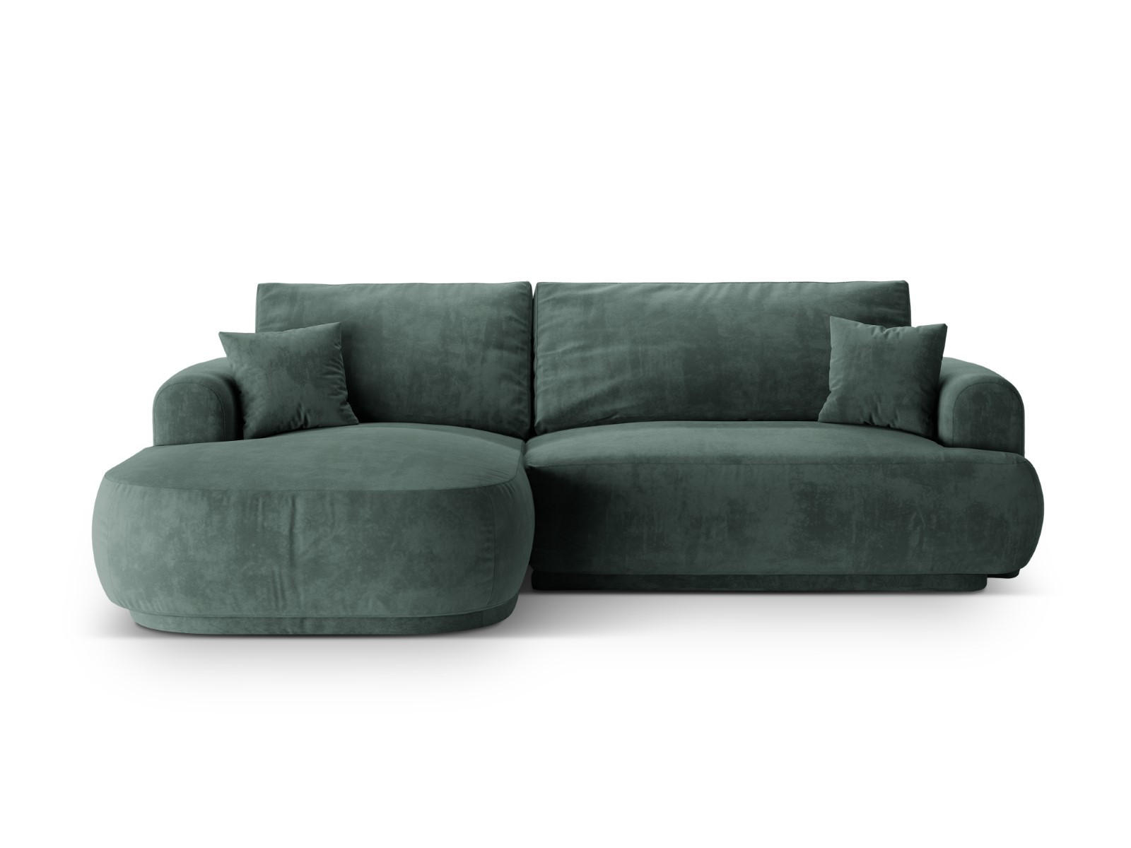 SCHLAFSOFA modular mit Bettkasten links Ella aus Samt petrol 5 Sitzplätze - Petrol, Textil (174/271cm) - Micadoni