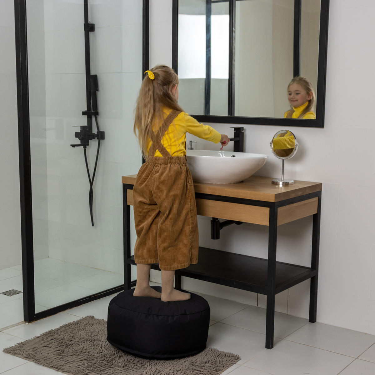 POUF M schwarz - Schwarz, Textil (500/200/500cm) - Bruni