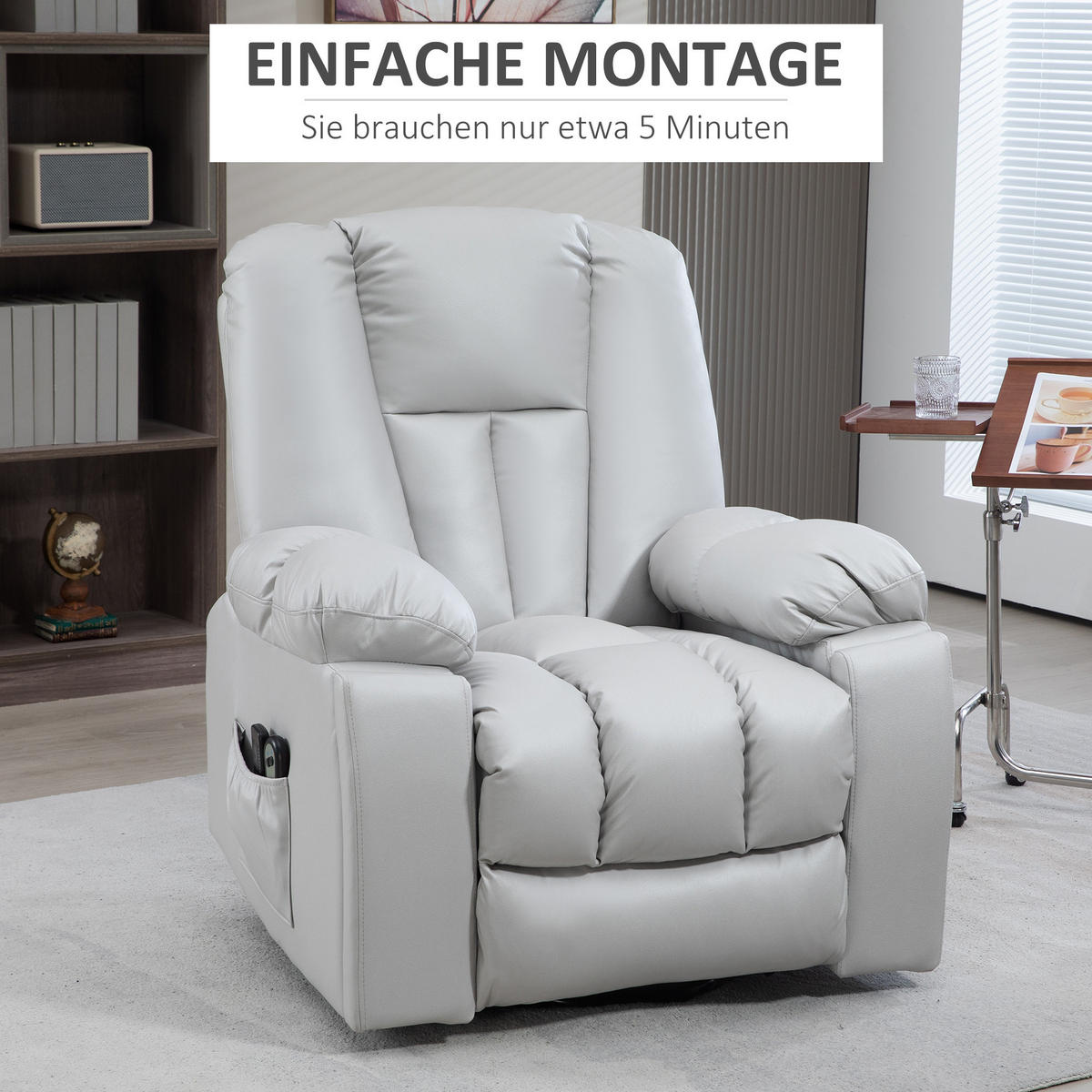 SESSEL mit Aufstehhilfe, Hellgrau - Hellgrau, Textil (96/106/94cm) - HOMCOM