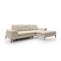 ECKSOFA BREZZA Beige Plüsch-Stoff mit Schlaffunktion - Beige, Holz (268/172cm) - MASSENO