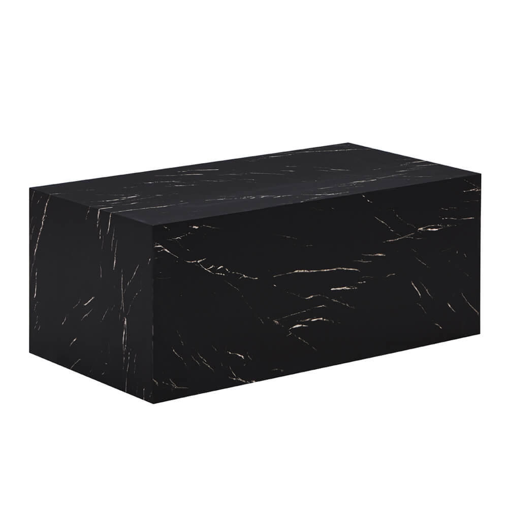 COUCHTISCH Marmor AMIRI L - 95 x 50 cm Schwarz - Schwarz, Holzwerkstoff/Textil (50/95/40cm) - Home Deluxe