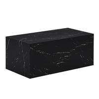 COUCHTISCH Marmor AMIRI L - 95 x 50 cm Schwarz - Schwarz, Holzwerkstoff/Textil (50/95/40cm) - Home Deluxe