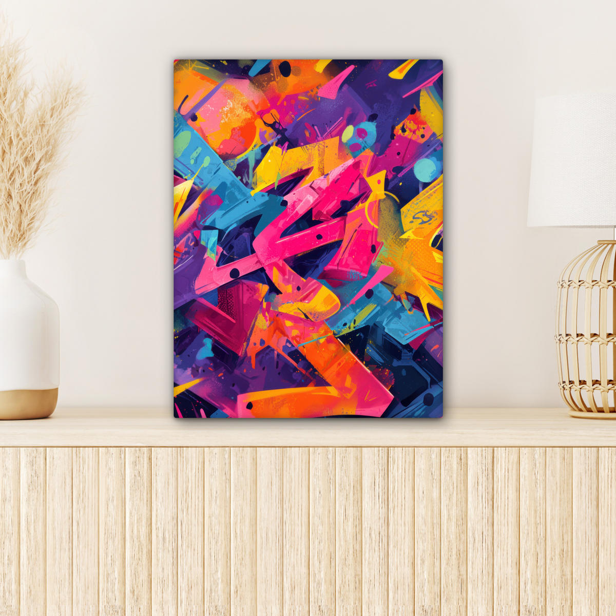 LEINWANDBILD Abstrakt - Formen - Farbenfroh Room Decor 30x40 cm - Magenta, Textil (30/40cm) - MuchoWow