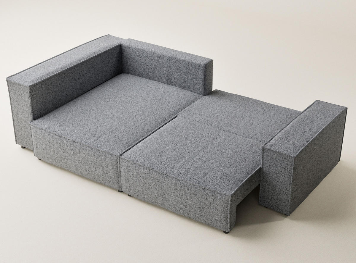 ECKSOFA MIT SCHLAFFUNKTION Tonga Grau Webstoff - Schwarz/Grau, Holz/Holzwerkstoff (105/253cm) - Maison de Reve