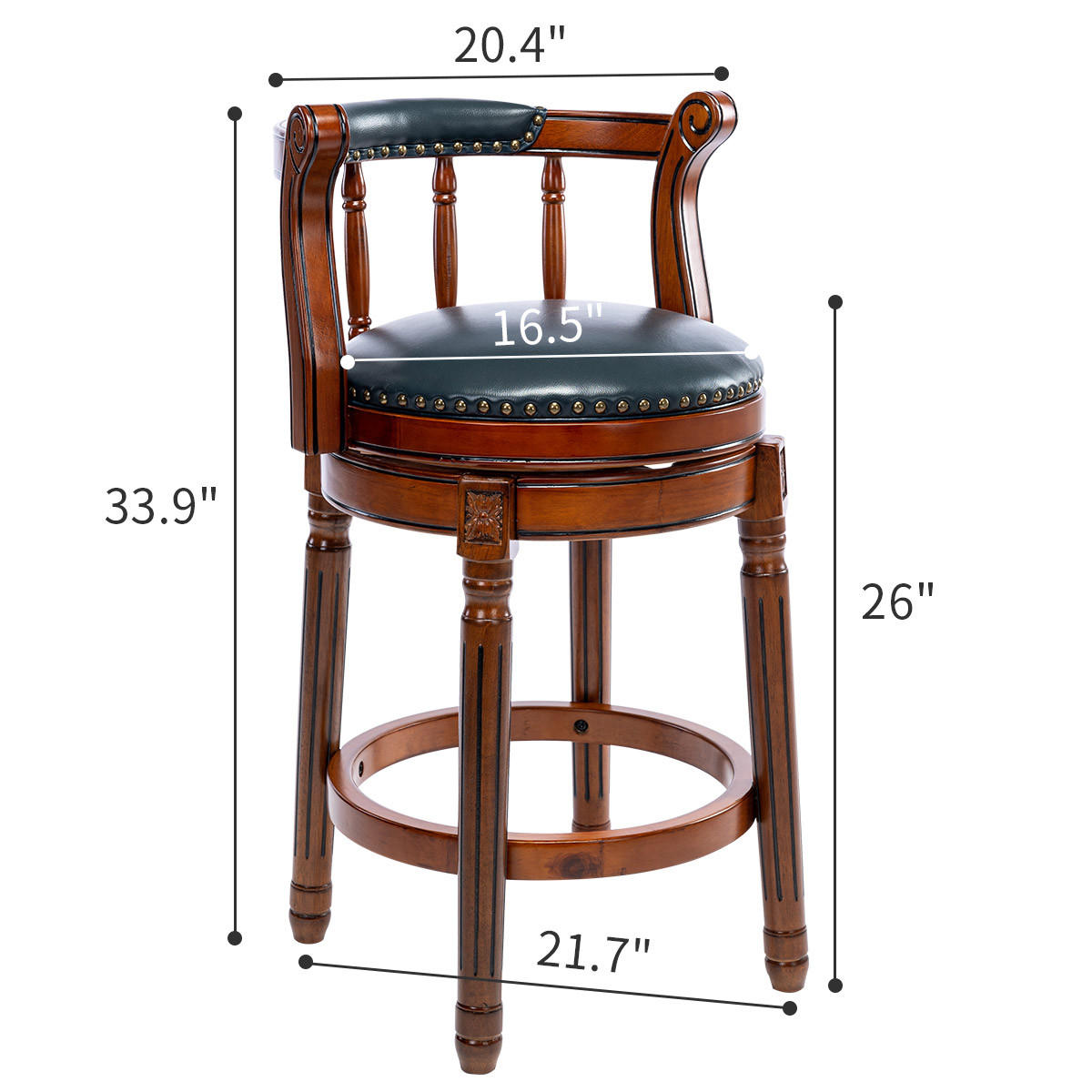 BARHOCKER 1er-Set Blau mit Echtleder und Rückenlehne - Blau, Holz (54.8/96/54.8cm) - PANGIVO