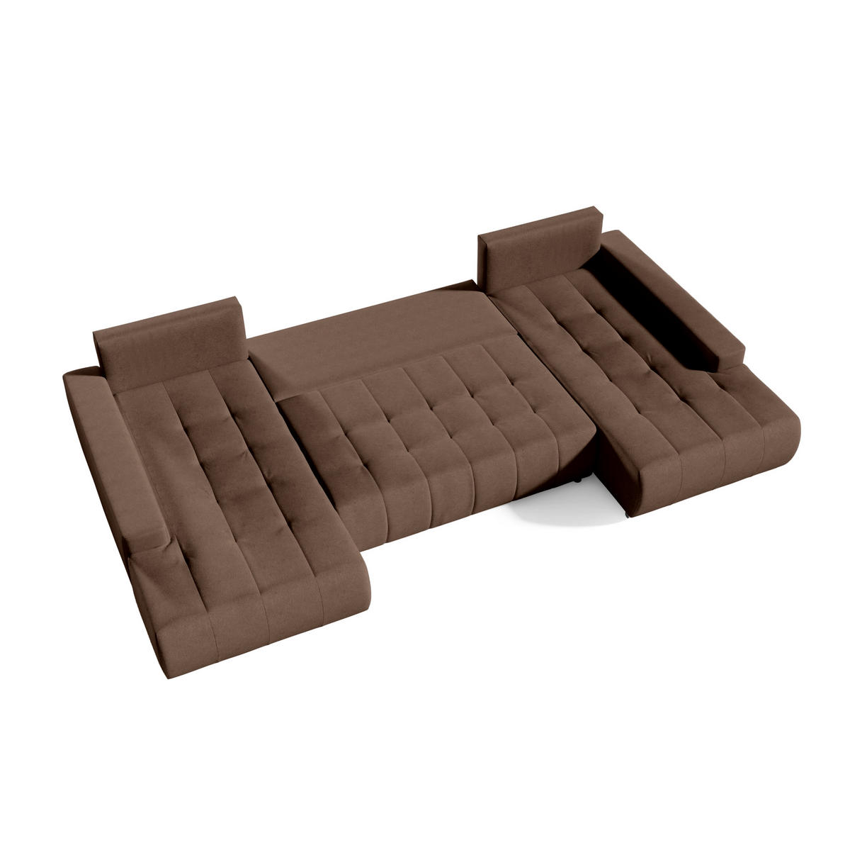 WOHNLANDSCHAFT mit Schlaffunktion Dhaka U, Braun - Dunkelbraun, Textil (185/85/350cm) - Fedve