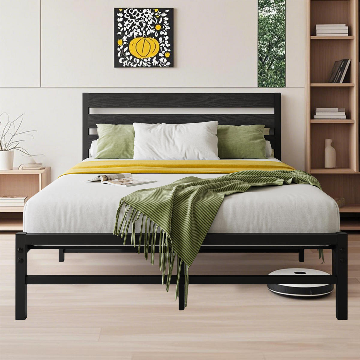 JUGENDBETT 90x200cm mit Lattenrost,Schlafzimmerbett mit stabiler Konstruktion in Schwarz - Schwarz, Metall (90/200cm) - EVRYAE