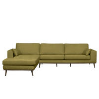 ECKSOFA mit Longchair - Eichefarben/Olivgrün, Textil (281/153cm) - home24