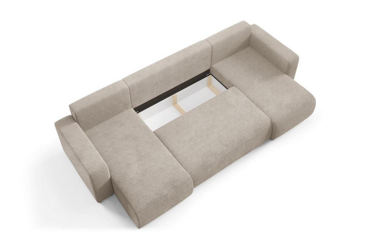 WOHNLANDSCHAFT mit Schlaffunktion Beige - Beige, Textil (318/88/145cm) - Furnisell